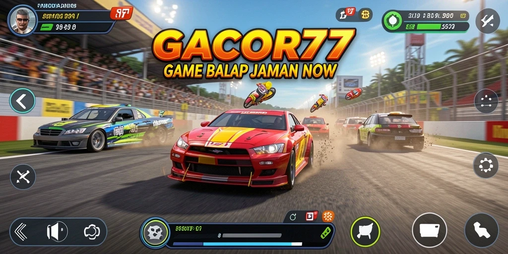 Tampilan gameplay balapan yang mendebarkan di GACOR77.