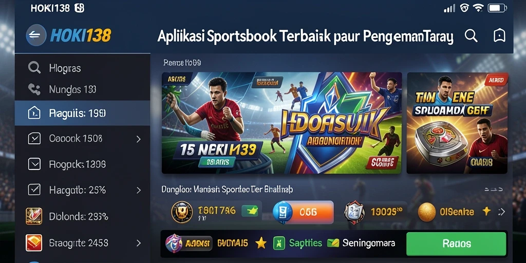 Screenshot utama HOKI138 menampilkan antarmuka menarik dengan opsi taruhan Sportsbook.