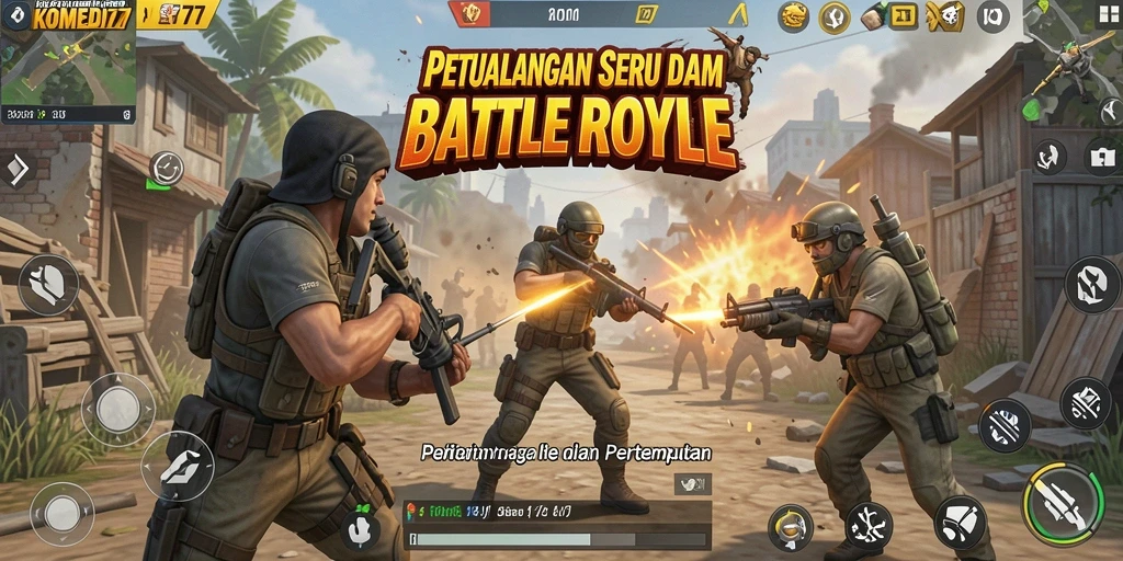 Tangkapan layar gameplay yang penuh aksi dalam KOMEDI77.