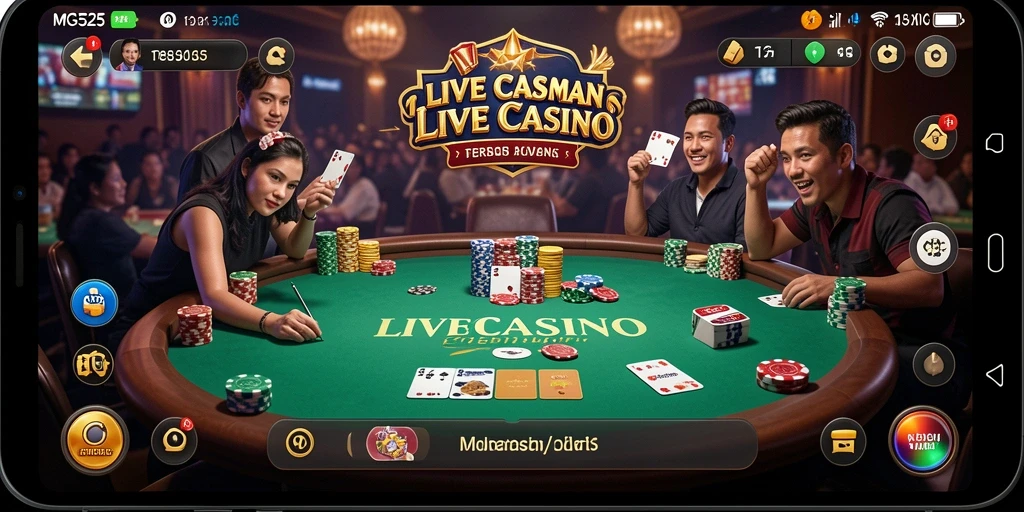 Tampilan gameplay menarik di MG525 dengan dealer langsung yang profesional.