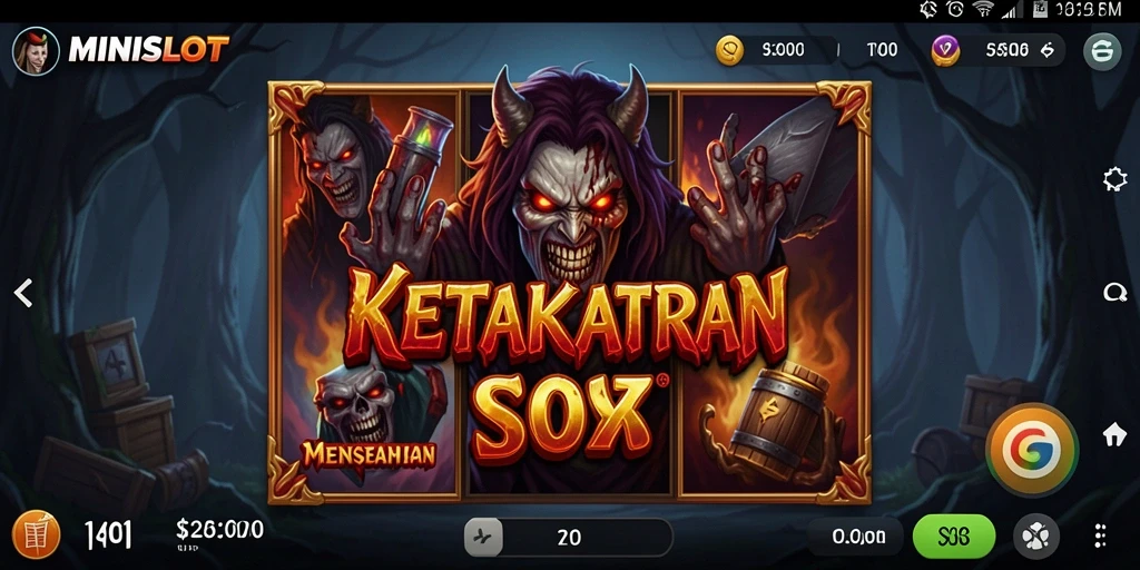 Tampilan gameplay menyeramkan dalam MINISLOT yang mendebarkan.