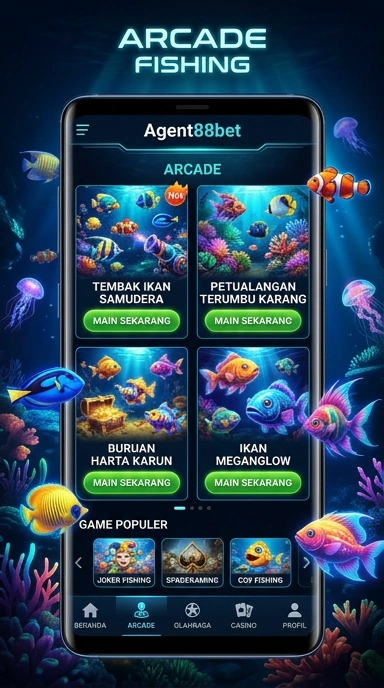 Tampilan utama aplikasi agent88bet dengan fitur unggulan.